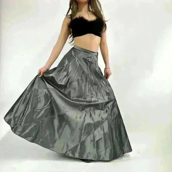 Ultra Rare Vintage Marlo Couture Metallic Two Piece Prom Dress Set - Picture 5 of 8